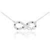 14k White Gold Infinity "Love" Script Necklace with Black and Clear Diamonds