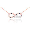 14k Two-Tone Rose Gold Infinity "Love" Script Necklace with Black and Clear Diamonds