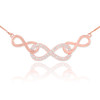 14k Rose Gold Triple Infinity Necklace with Diamonds