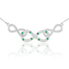 14k White Gold Emerald Triple Infinity Necklace with Diamonds