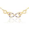 14k Gold Sapphire Triple Infinity Necklace with Diamonds