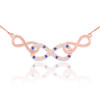 14k Rose Gold Sapphire Triple Infinity Necklace with Diamonds