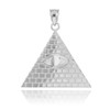 White Gold Egyptian Pyramid with All-Seeing Eye of Horus Pendant Necklace
