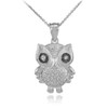 White Gold Owl Pendant Necklace with Diamonds