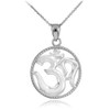 Polished White Gold Om Symbol Charm Pendant Necklace