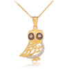 Gold Owl Pendant Necklace with Diamonds