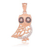 Rose Gold Owl Pendant Necklace with Diamonds