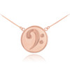 14k Solid Rose Gold Textured Bass F-Clef Charm Necklace