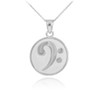 Sterling Silver Textured Bass F-Clef Charm Pendant Necklace