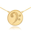 14k Solid Gold Textured Bass F-Clef Necklace