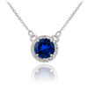 14k White Gold Diamond Blue Sapphire Necklace