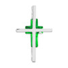 3D White Gold Cross Pendant with Gemstone