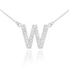 14k White Gold Letter "W" Diamond Initial Monogram Necklace