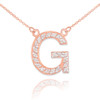 14k Rose Gold Letter "G" Diamond Initial Necklace
