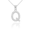White Gold Letter "Q" Diamond Initial Pendant Necklace