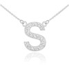 14k White Gold Letter "S" Diamond Initial Necklace