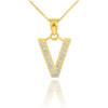 Gold Letter "V" Diamond Initial Pendant Necklace
