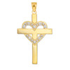 Gold Cross with Diamond Heart Pendant