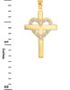 Gold Cross with Diamond Heart Pendant