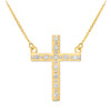 14k Gold Cross Necklace with Diamonds