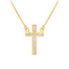 14k Gold Small Cross Necklace with Diamonds