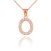 Rose Gold Letter "O" Diamond Initial Pendant Necklace