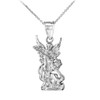 Polished White Gold St. Michael Pendant Necklace