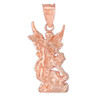 Polished Rose Gold St. Michael Pendant Necklace