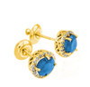 Gold Diamond Blue Topaz Earrings