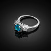 White Gold Aquamarine Diamond Engagement Ring