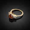 Gold Garnet Diamond Engagement Ring