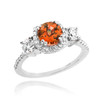 White Gold Garnet Diamond Engagement Ring