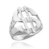 White Gold Dollar Sign Nugget Ring