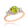 Rose Gold Peridot Diamond Engagement Ring