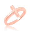 Solid Rose Gold Sideways Cross Ring