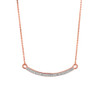 14k Rose Gold Curved Bar Necklace with Diamonds