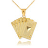 Gold Royal Flush Poker Pendant Necklace