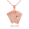 Rose Gold Royal Flush Poker Pendant Necklace