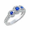 Sterling Silver Art Deco Blue CZ Engagement Ring