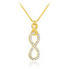 Vertical infinity diamond necklace in 14k gold.