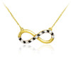 Infinity Pendant 14k Polished Gold  Necklace with Clear & Black Diamonds