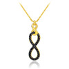 Vertical infinity necklace with black cubic zirconia in 14k gold.