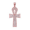 Rose Gold 5 Carat Cubic Zirconia Ankh Cross Pendant Necklace