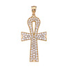 Yellow Gold 5 Carat Cubic Zirconia Ankh Cross Pendant Necklace