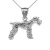 White Gold Lakeland Terrier Pendant Necklace