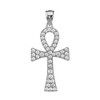 Diamond Ankh Cross White Gold Pendant Necklace