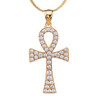 Diamond Ankh Cross Yellow Gold Pendant Necklace