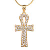 Diamond Yellow Gold Ankh Cross Pendant Necklace