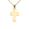 Elegant High Polish Cross Yellow Gold Pendant Necklace