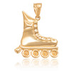Yellow Gold Roller Skates Pendant Necklace